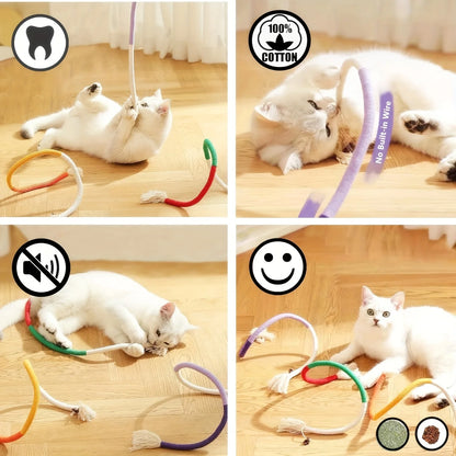 3Pcs Cat Chew Toys Interactive Clean Mouth Cat Rope Toys Molar Cotton Rope Toys Handmade Pet Chew Toys for Teeth Cleaning