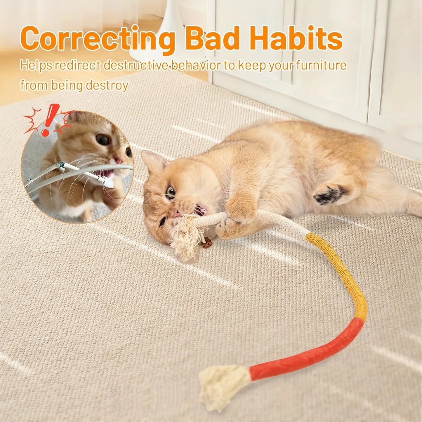 3Pcs Cat Chew Toys Interactive Clean Mouth Cat Rope Toys Molar Cotton Rope Toys Handmade Pet Chew Toys for Teeth Cleaning