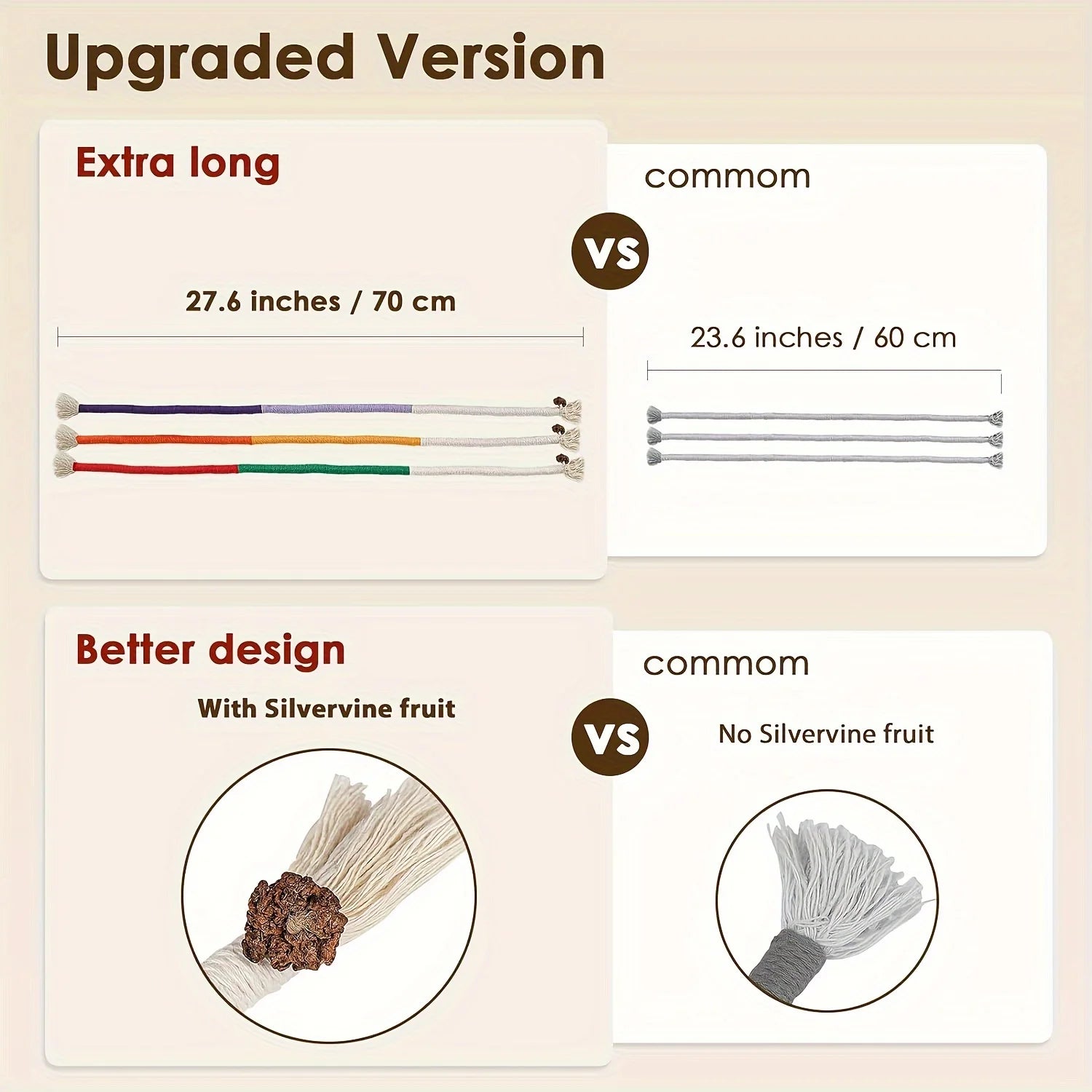 3Pcs Cat Chew Toys Interactive Clean Mouth Cat Rope Toys Molar Cotton Rope Toys Handmade Pet Chew Toys for Teeth Cleaning