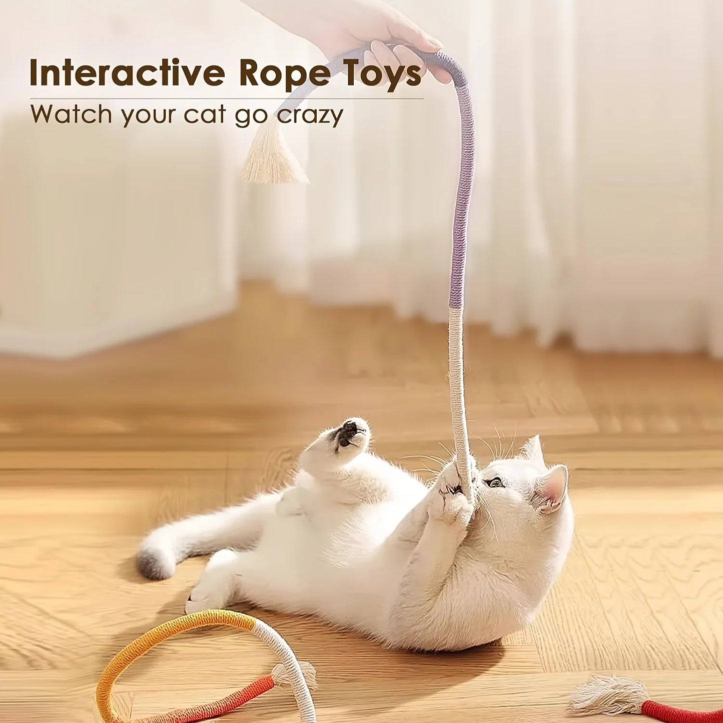 3Pcs Cat Chew Toys Interactive Clean Mouth Cat Rope Toys Molar Cotton Rope Toys Handmade Pet Chew Toys for Teeth Cleaning