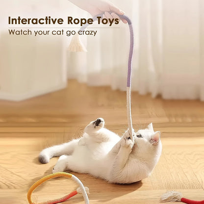 3Pcs Cat Chew Toys Interactive Clean Mouth Cat Rope Toys Molar Cotton Rope Toys Handmade Pet Chew Toys for Teeth Cleaning