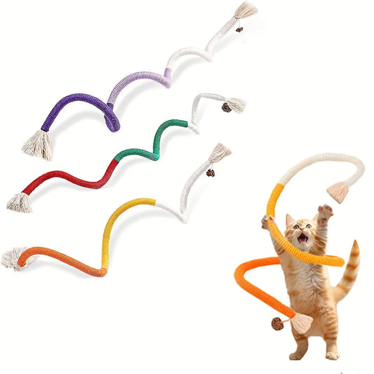 3Pcs Cat Chew Toys Interactive Clean Mouth Cat Rope Toys Molar Cotton Rope Toys Handmade Pet Chew Toys for Teeth Cleaning